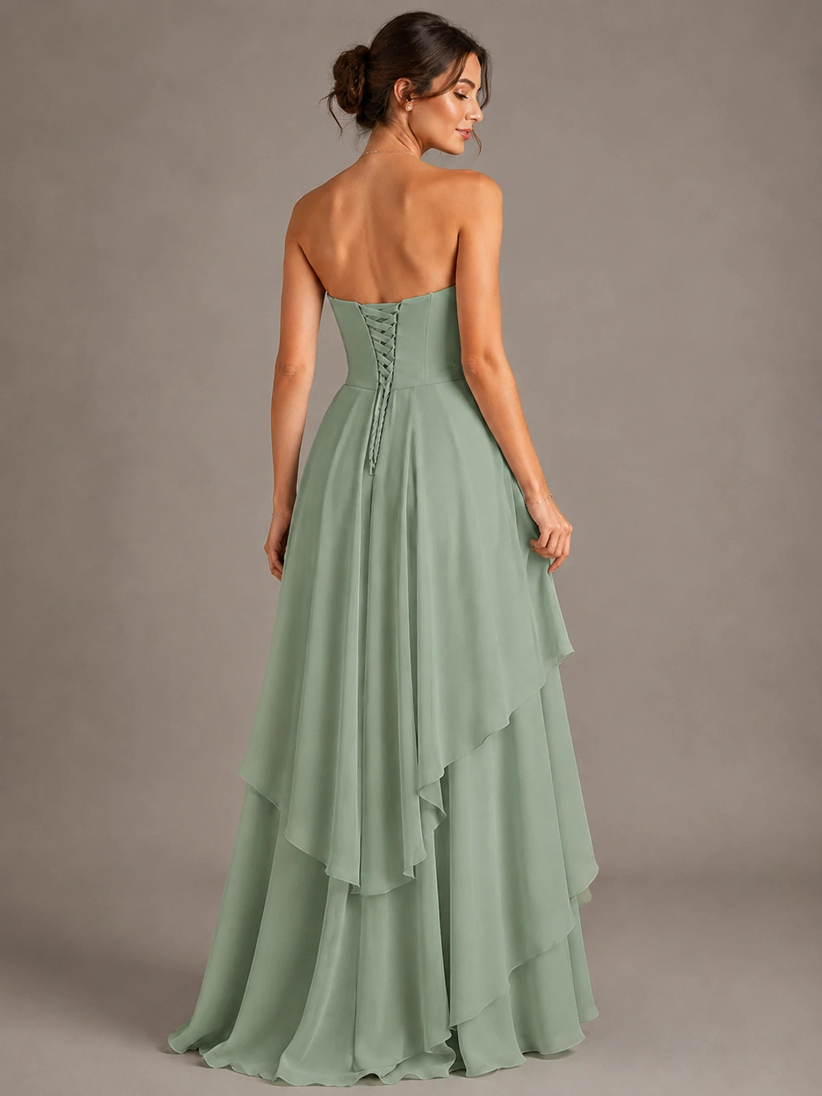 Strapless Ruffle A-Line Maxi Dress