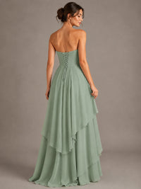 Strapless Ruffle A-Line Maxi Dress