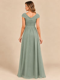 Cap Sleeve Mother of The Bride Dresses Long Chiffon Formal Gowns