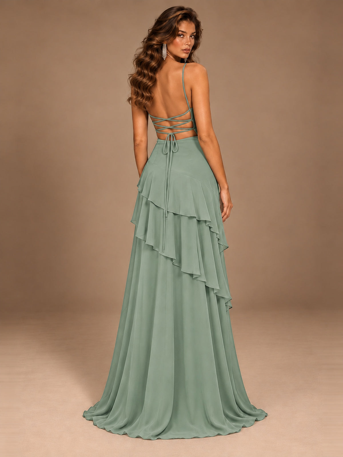 Sweetheart A-Line Ruffle Prom Dress with Spaghetti Straps
