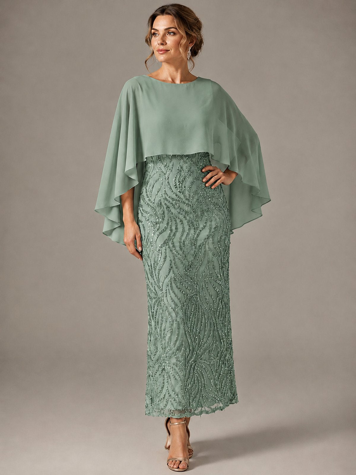 Light Blue Sequin 2 Pieces Mother of the Bride Dress