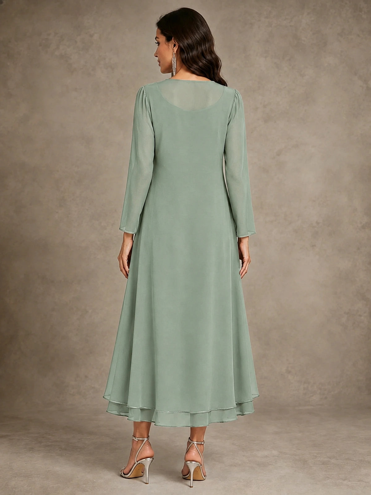 Sequin Chiffon Mother of the Bride Dress with Jacket