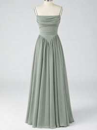 Spaghetti Strap Ruched Chiffon Maxi Dress with Backless