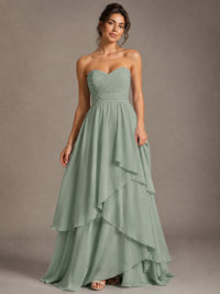 Strapless Ruffle A-Line Maxi Dress