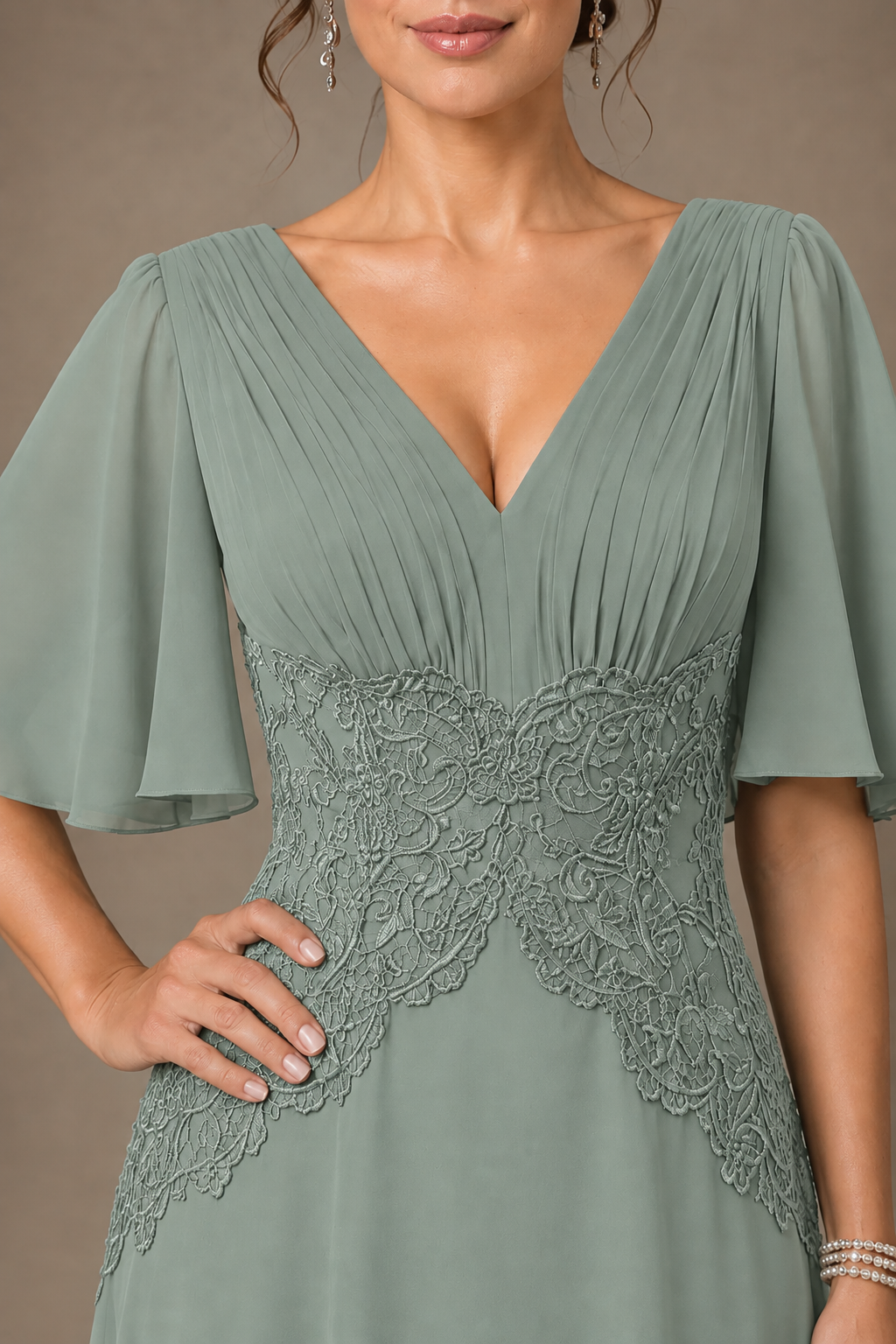 A-Line Chiffon Mother of the Bride Dress with Applique