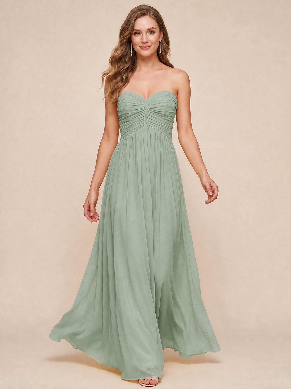 Strapless Pleated Chiffon A-Line Bridesmaid Dress