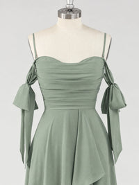 A-Line Ruffles Chiffon Bridesmaid Dress with Slit