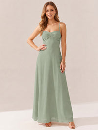 JOVELLEE Yellow Sweetheart Ruched Bust Chiffon Maxi Dress