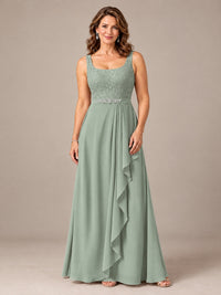 Blush Pink A-Line Mother of the Bride Dress with Lace Jacket and Ruffles
