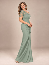 One Shoulder Chiffon Mother of The Bride Dress