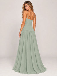 Butter Yellow Ruched Spaghetti Strap Drop-Waist Prom Dress