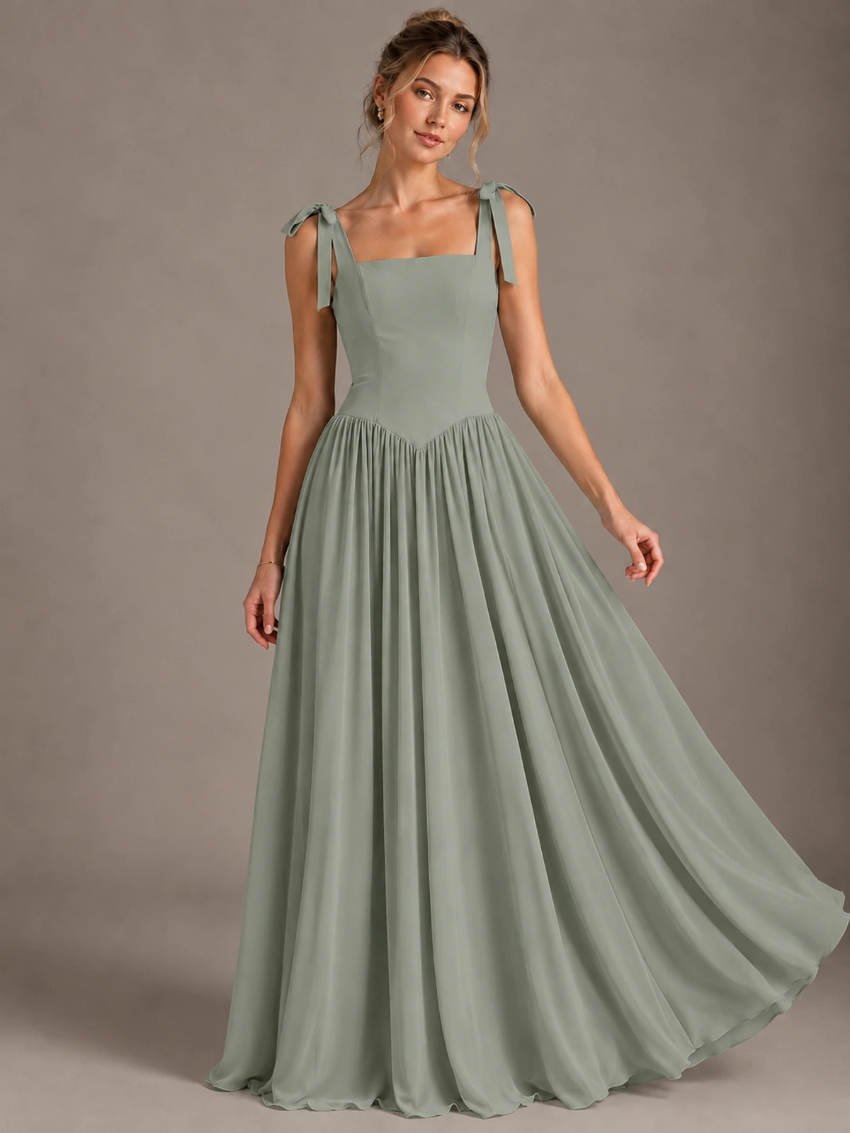 Square Neck A-Line Maxi Dress