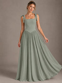 Square Neck A-Line Maxi Dress