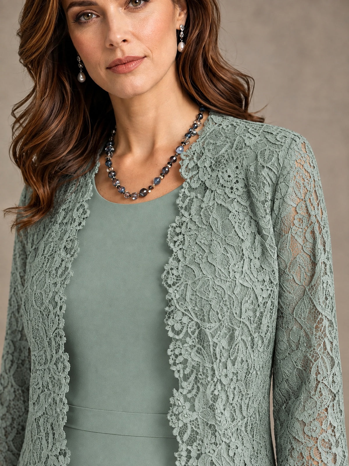 2-Piece Chiffon Mother of the Bride Dress with Lace Jacket