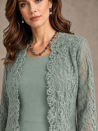 2-Piece Chiffon Mother of the Bride Dress with Lace Jacket