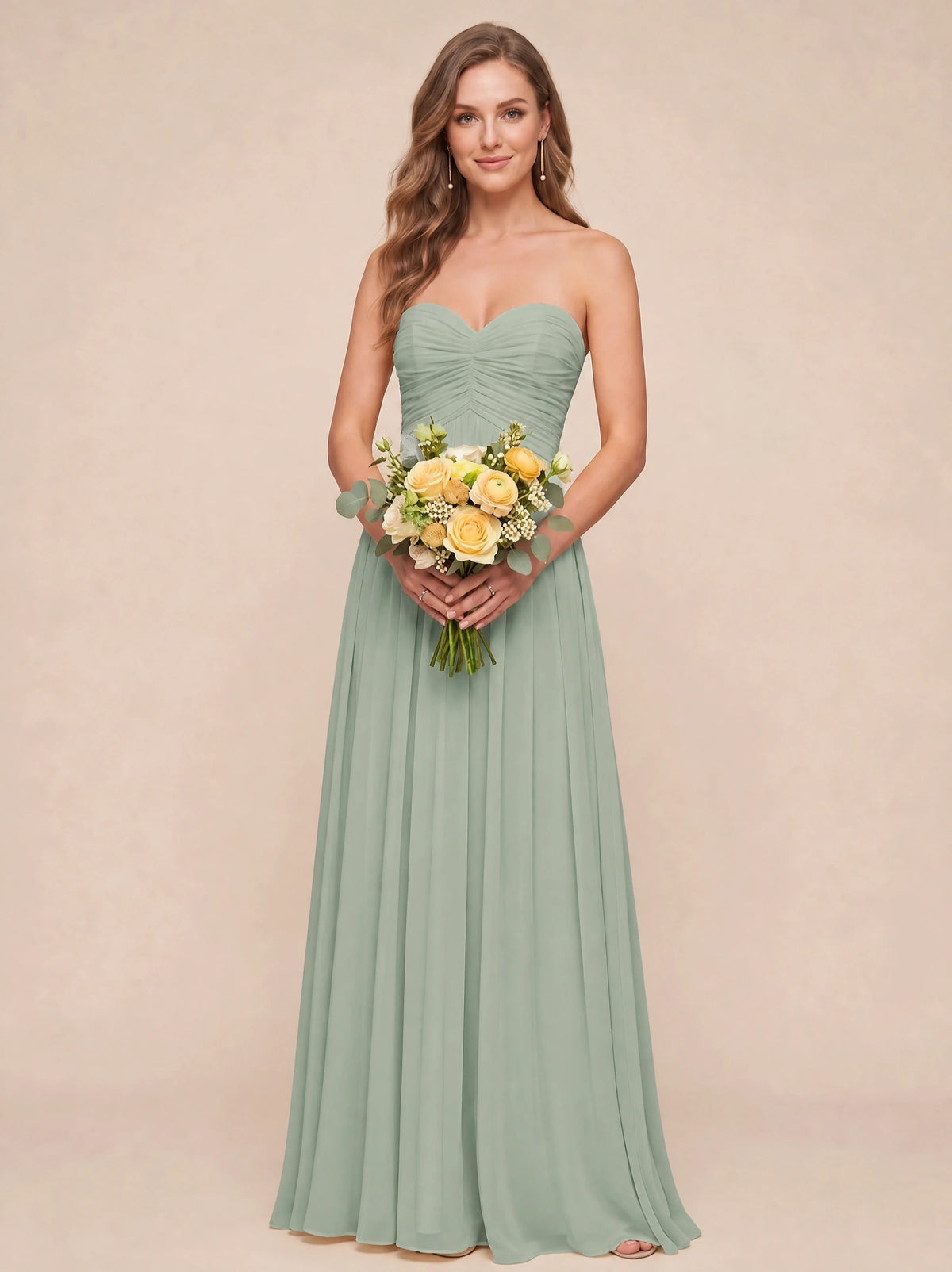 Strapless Pleated Chiffon A-Line Bridesmaid Dress