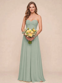 Strapless Pleated Chiffon A-Line Bridesmaid Dress