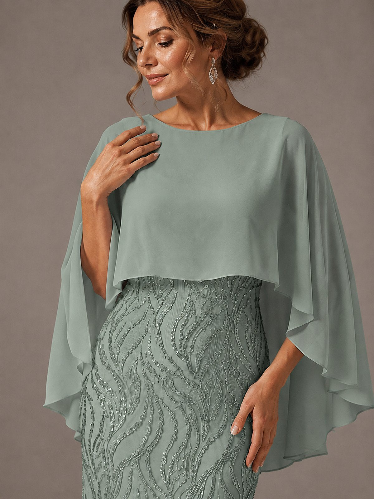 Light Blue Sequin 2 Pieces Mother of the Bride Dress