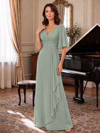 V-Neck Chiffon Lace Mother of the Bride Dresses
