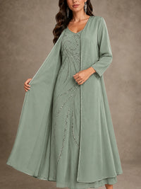 Sequin Chiffon Mother of the Bride Dress with Jacket