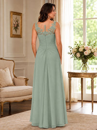 Elegant Chiffon Mother of the Bride Dress with Lace Applique and Cape Sleeves