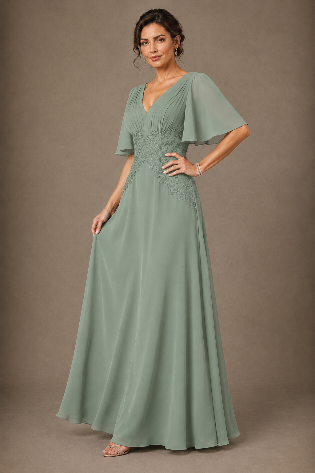 A-Line Chiffon Mother of the Bride Dress with Applique