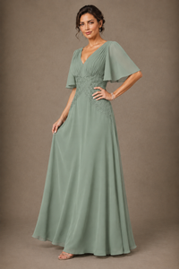 A-Line Chiffon Mother of the Bride Dress with Applique