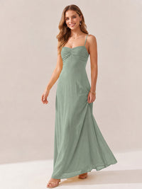 JOVELLEE Yellow Sweetheart Ruched Bust Chiffon Maxi Dress