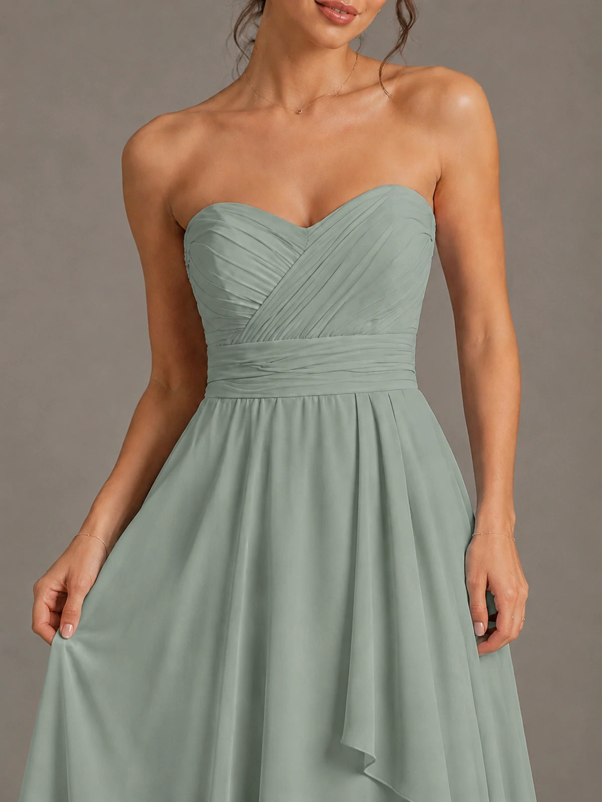 Strapless Ruffle A-Line Maxi Dress