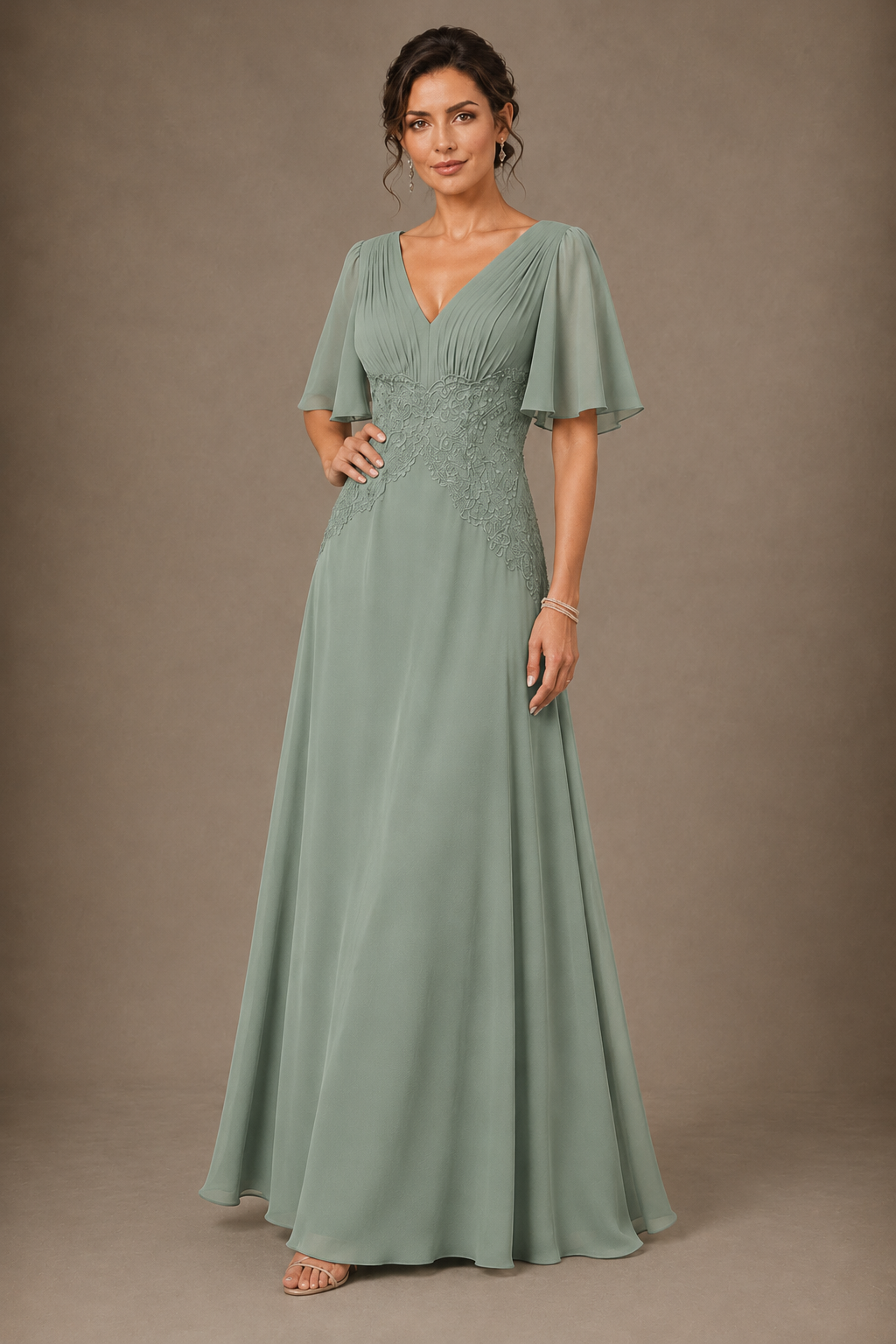 A-Line Chiffon Mother of the Bride Dress with Applique