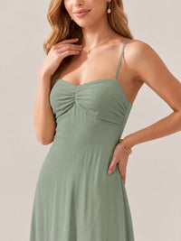 JOVELLEE Yellow Sweetheart Ruched Bust Chiffon Maxi Dress