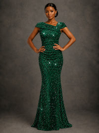 Sequin Off Shoulder Mermaid Prom Dress