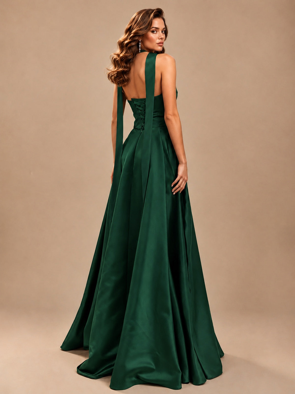 Strapless Prom Dress Side High Slit A-line Formal Dress with Scarf