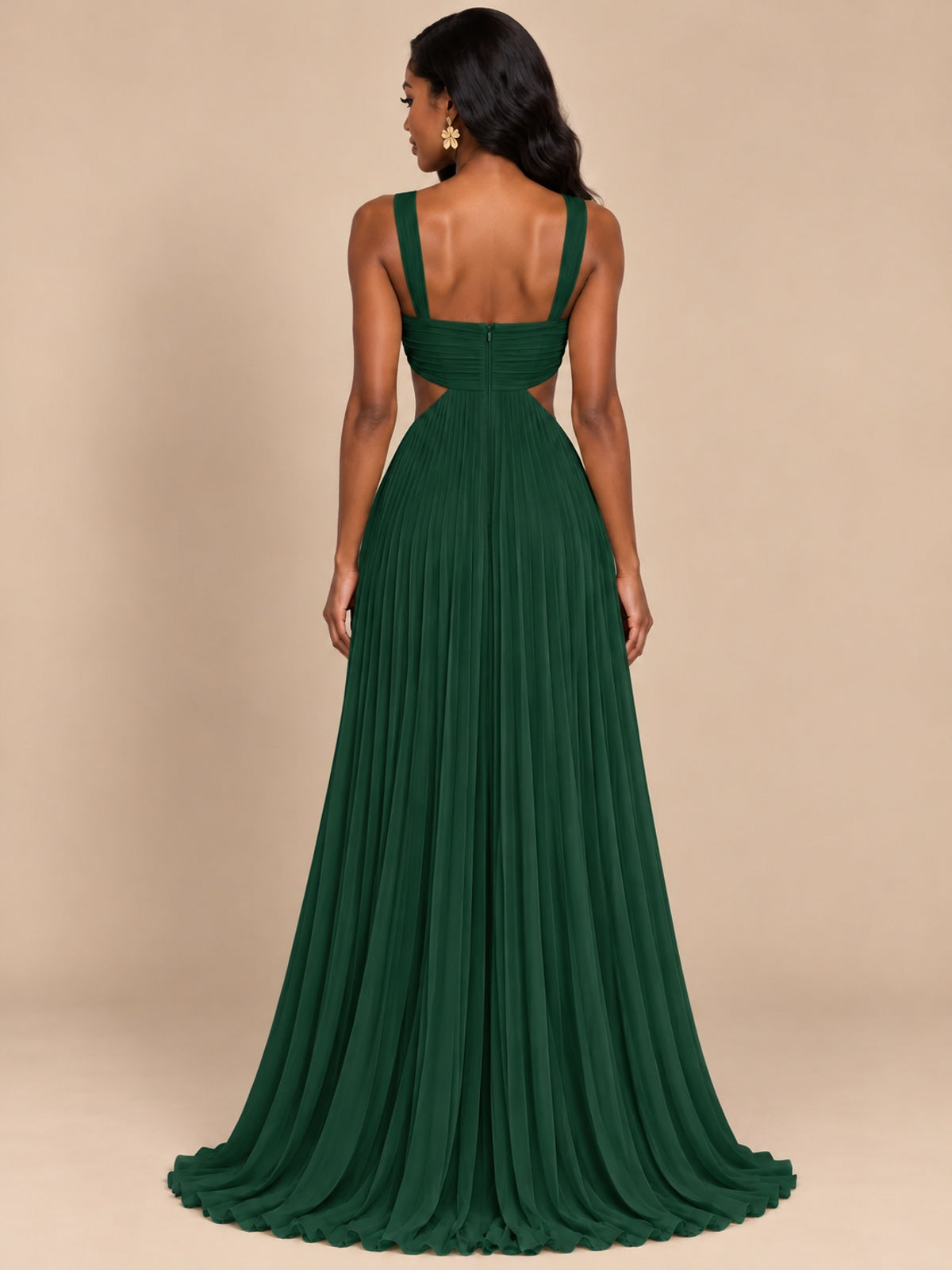 Butter Yellow Pleated Cutout Maxi Dress