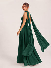 Strapless Ruched Chiffon Long Prom Dress with Scarf