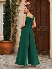 Elegant 3-Piece Chiffon Mother of the Bride Pantsuit with Floral Applique Jacket
