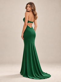 Light Blue Strapless Sweetheart Mermaid Prom Dress with Pleated Bodice