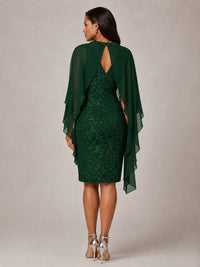 Floral Sheath Mother of the Bride Dress with Cape Overlay