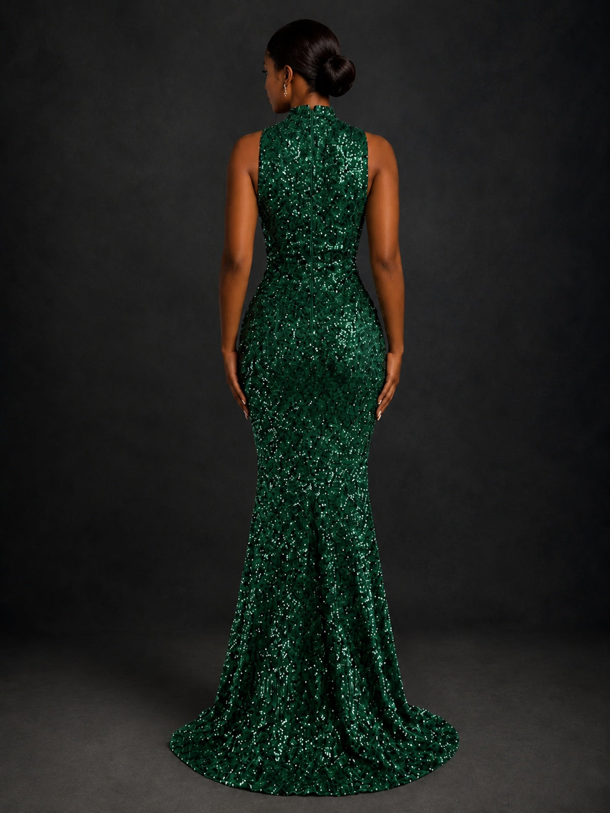 Sparkly Sequin High Neck Mermaid Prom Dress