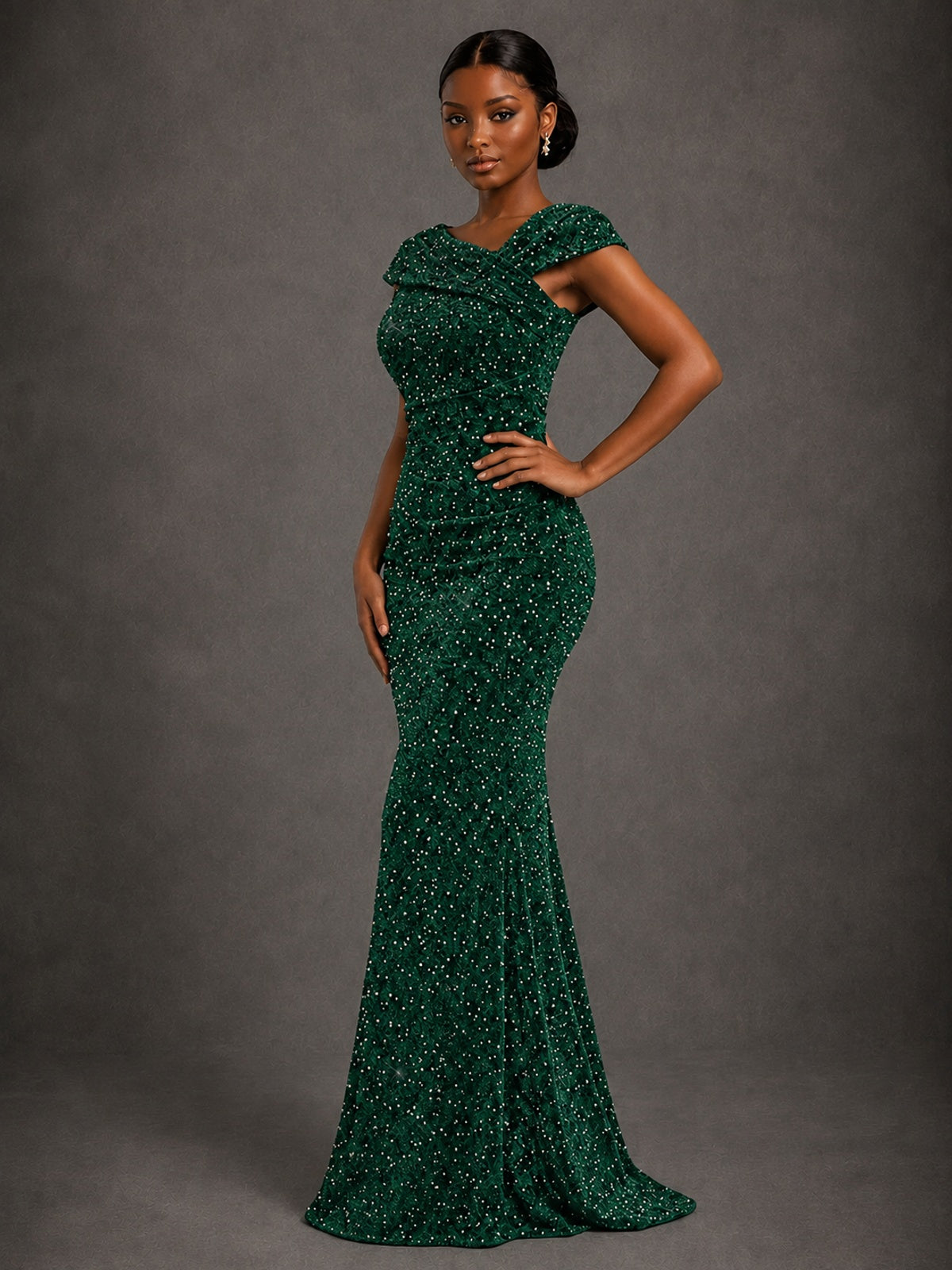 Sequin Off Shoulder Mermaid Prom Dress