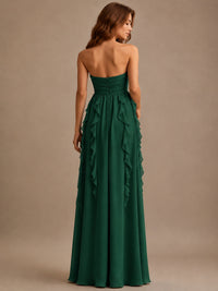 Srapless Sweetheart Chiffon Prom Dress Ruffle Formal Evening Gown