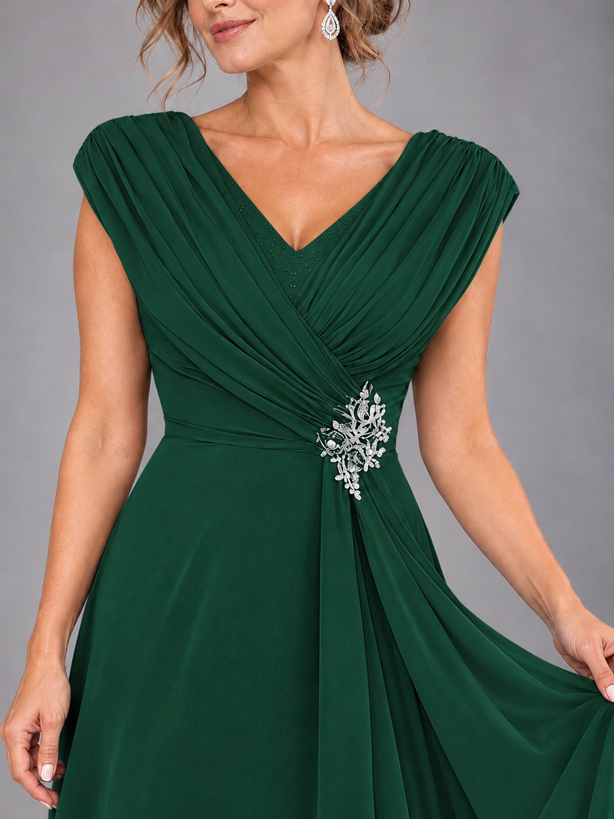 Cap Sleeve Chiffon A-Line Mother of the Bride Dress