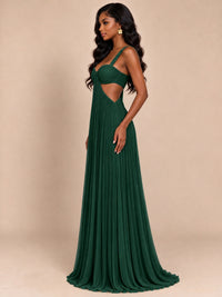 Butter Yellow Pleated Cutout Maxi Dress