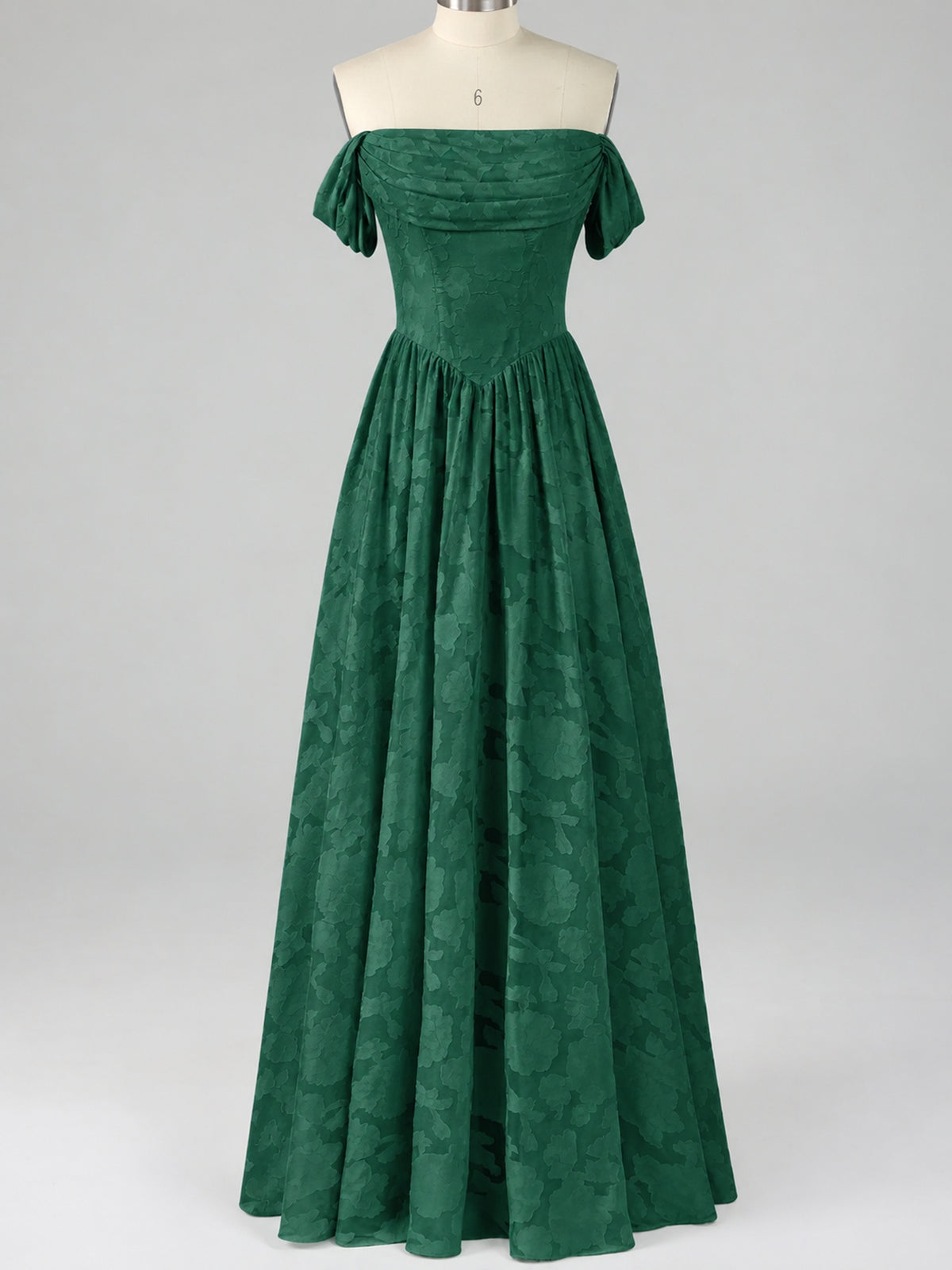 Off Shoulder Jacquard A-Line Maxi Dress
