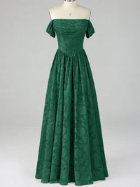 Off Shoulder Jacquard A-Line Maxi Dress