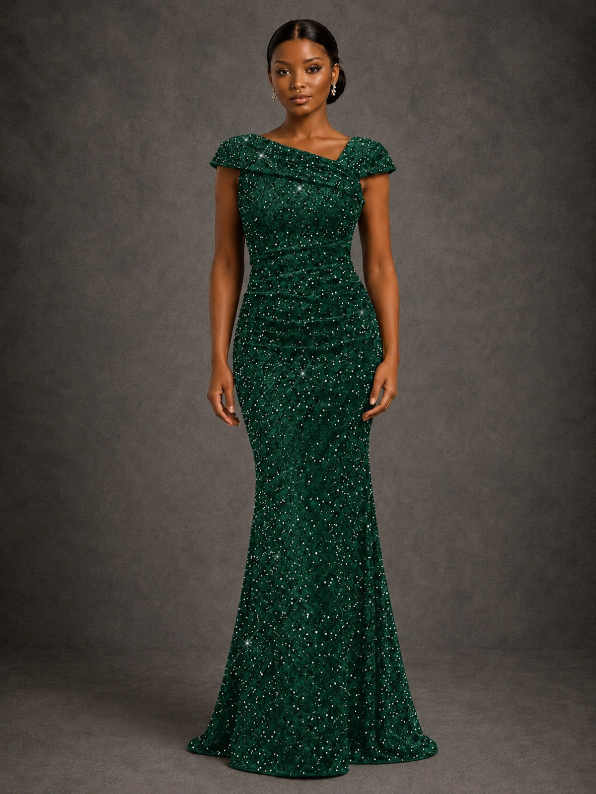 Sequin Off Shoulder Mermaid Prom Dress