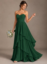 Strapless Ruffle A-Line Maxi Dress