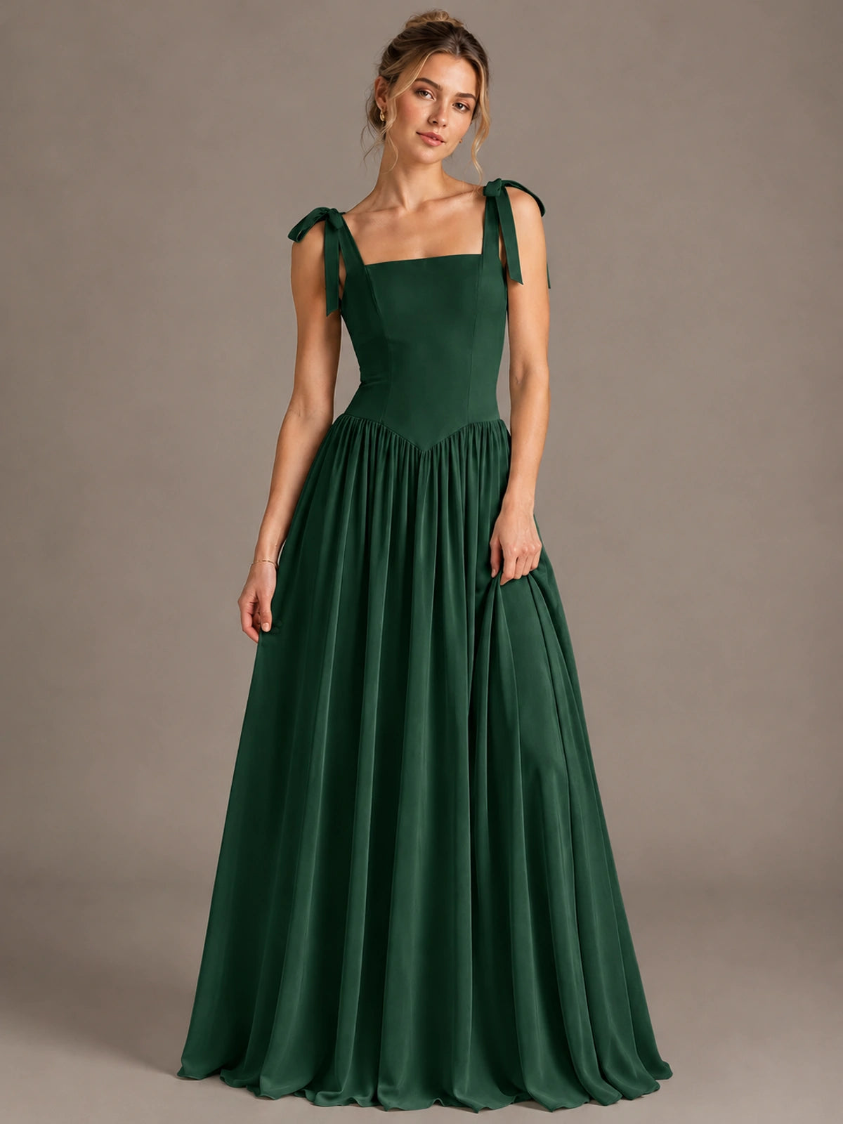 Square Neck A-Line Maxi Dress