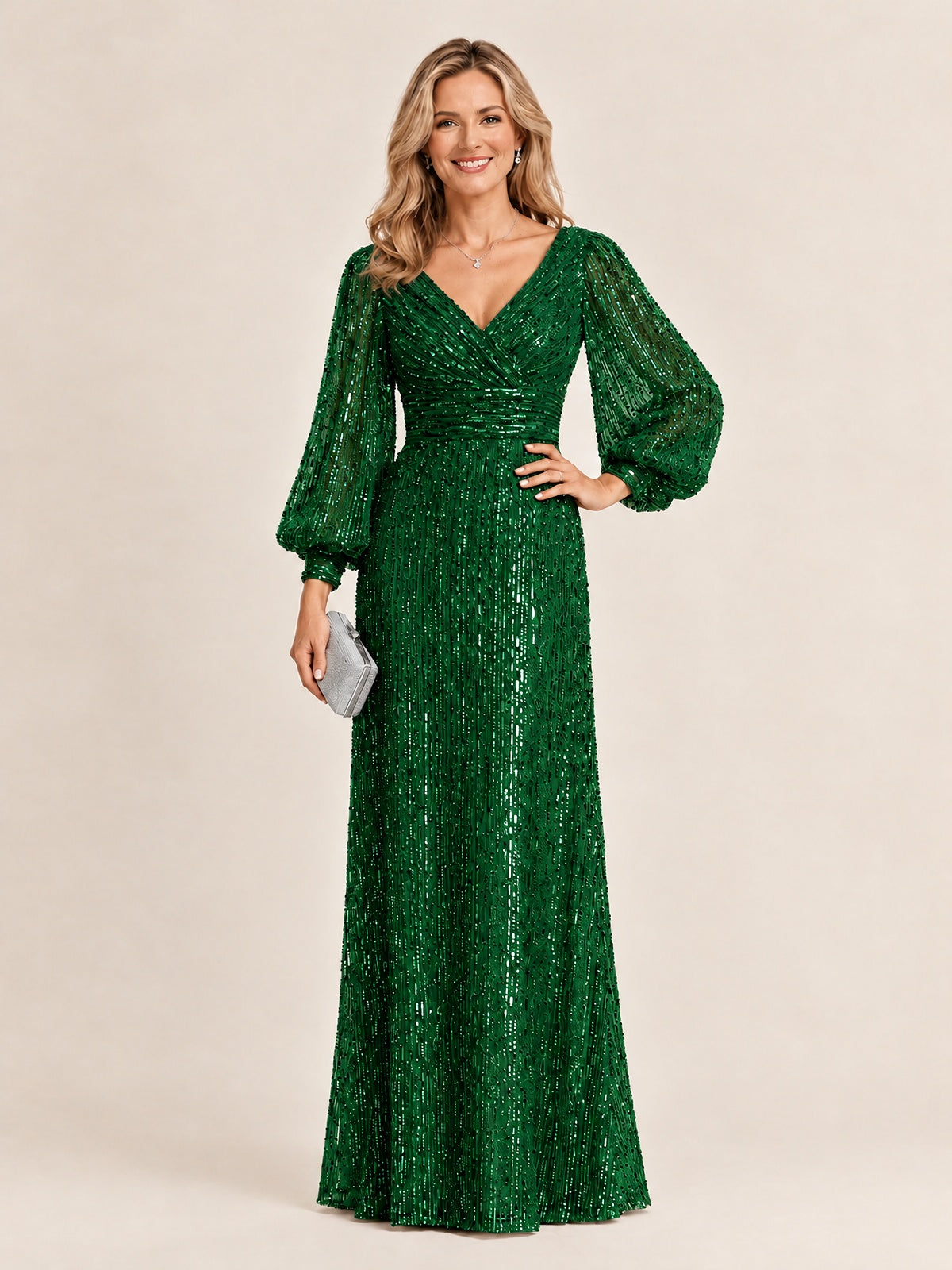 Sparkle Sequin Mother of The Bride Dresses with Long Sleeves