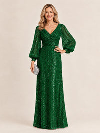 Sparkle Sequin Mother of The Bride Dresses with Long Sleeves